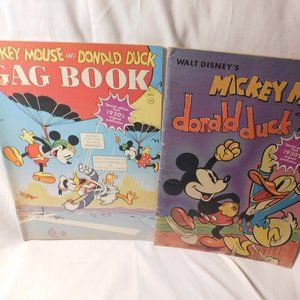 Vintage Mickey Mouse and Donald Duck Gag Book and All Their Pals Book Lot of 2
